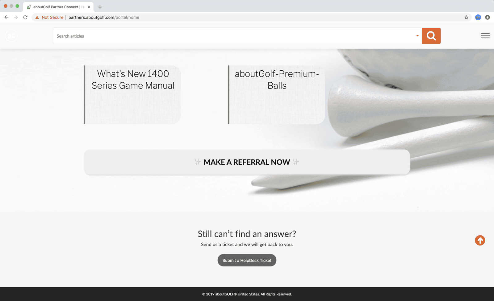 Partner Portal home page, secondary view